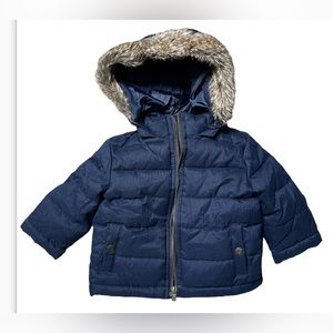 Janie & Jack Navy Blue Hooded Puffer Jacket ‎ 6 To 12 Months